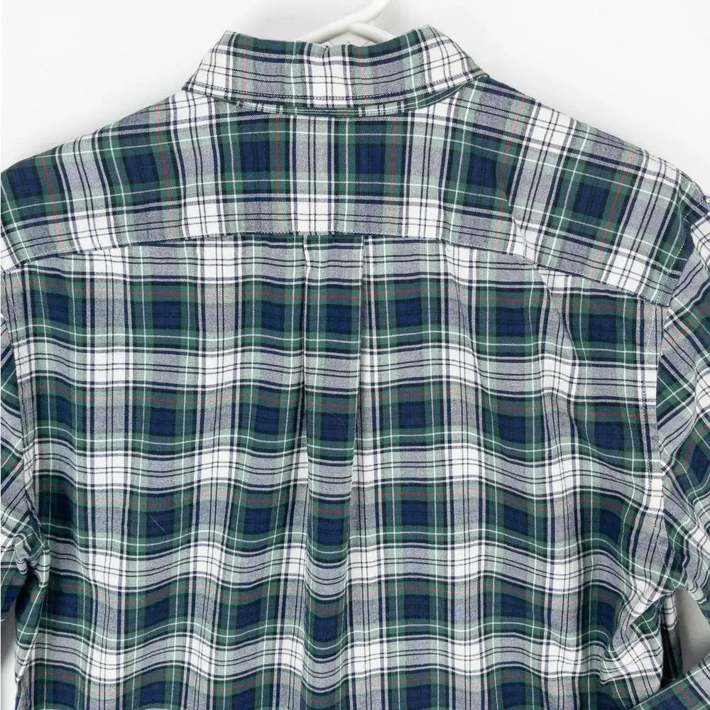 J.Crew Men’s Medium Slim Plaid Button Up Shirt Organic Cotton Broken-In Oxford